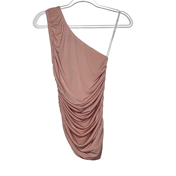 LULU'S Do a Double Take Ruched One-Shoulder Top Dusty Pink 90s Y2K Size XS - Picture 2 of 7